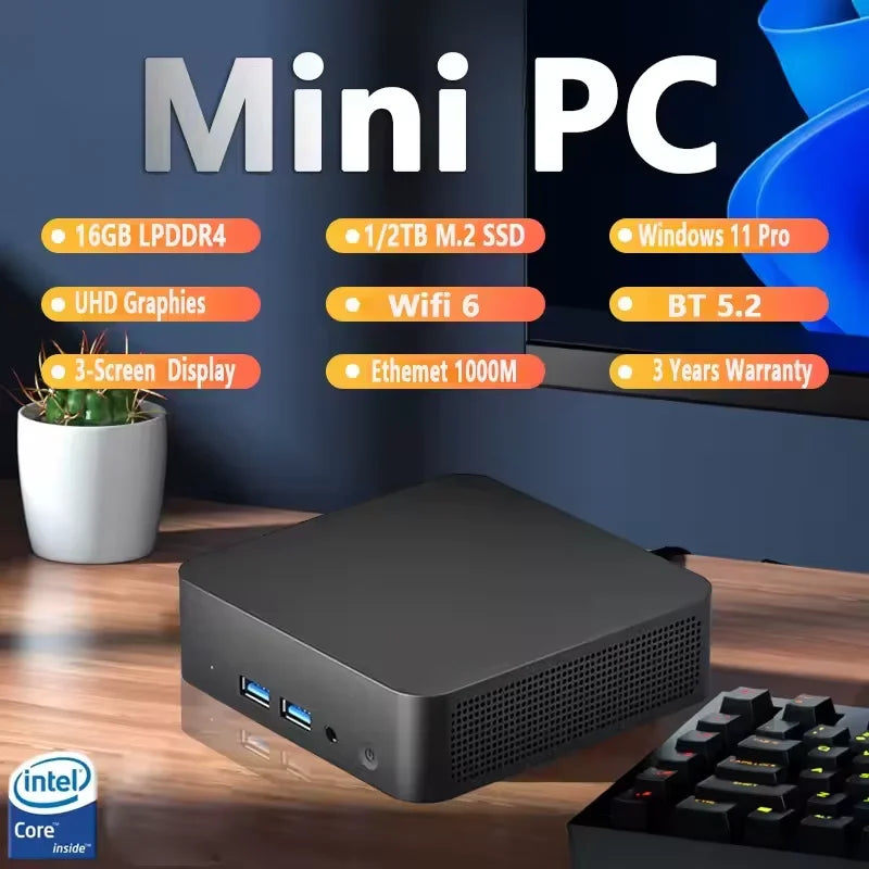 Mini Computer Intel Core i9 8950HK/i3-6100U 16GB DDR4  1TB SSD PC Gamer PC Dual WIFI 6 BT5.2 4K HD Mini Gaming Pc Desktop