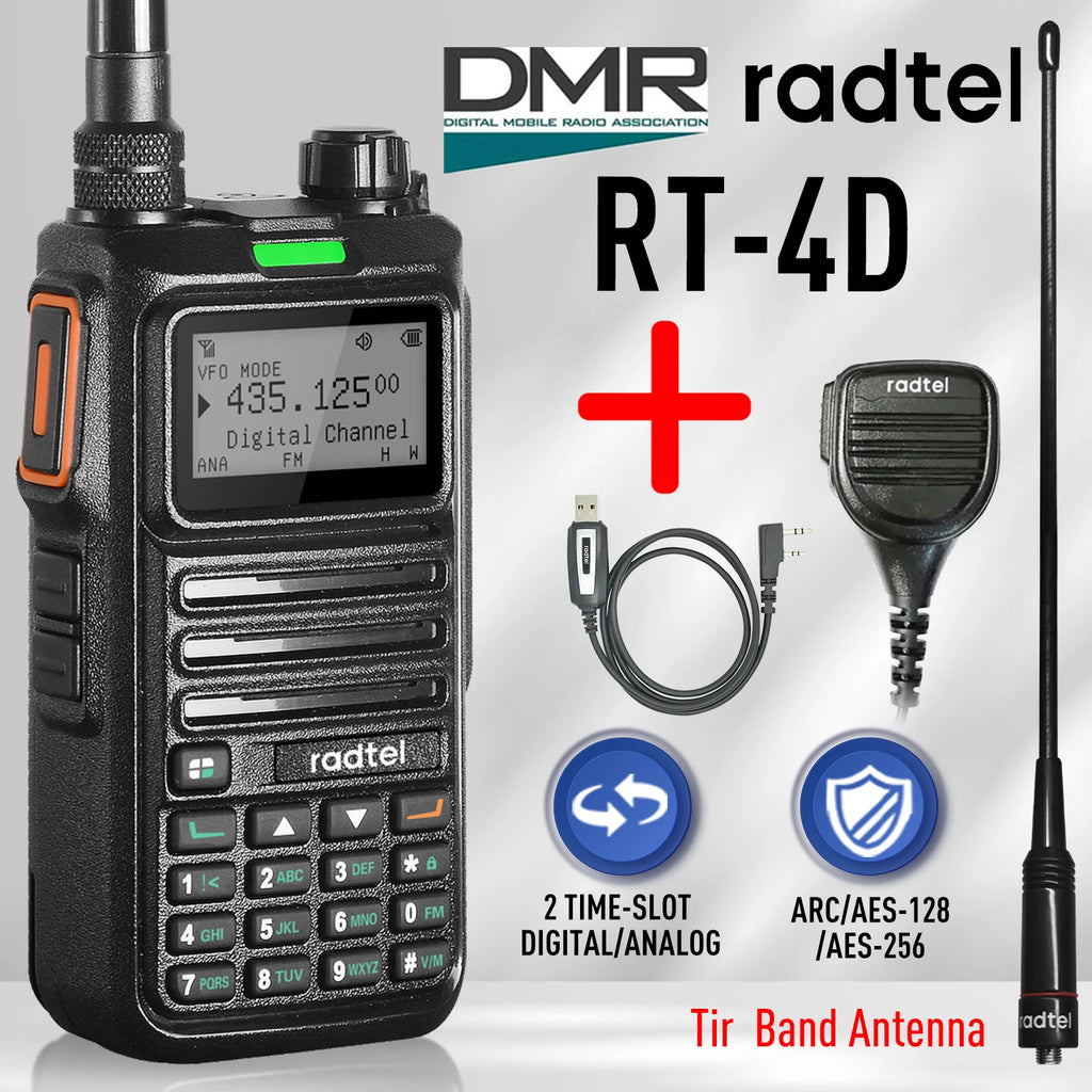 Radtel RT-4D DMR Radio Digital Walkie Talkie Dual Mode Analog Two Way Radio Dual Time Slot Ham Radio 1024 Channels