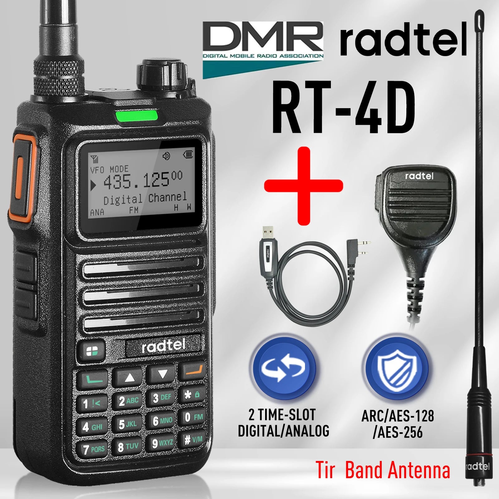 Radtel RT-4D DMR Radio Digital Walkie Talkie Dual Mode Analog Two Way Radio Dual Time Slot Ham Radio 1024 Channels