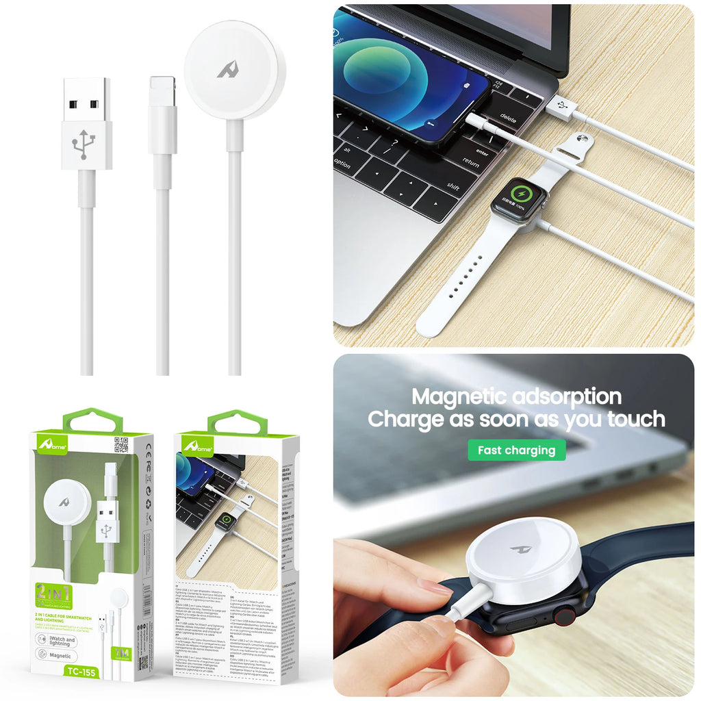 2 in 1 Magnetic Charger Apple Watch + Lightning Usb-A 10W