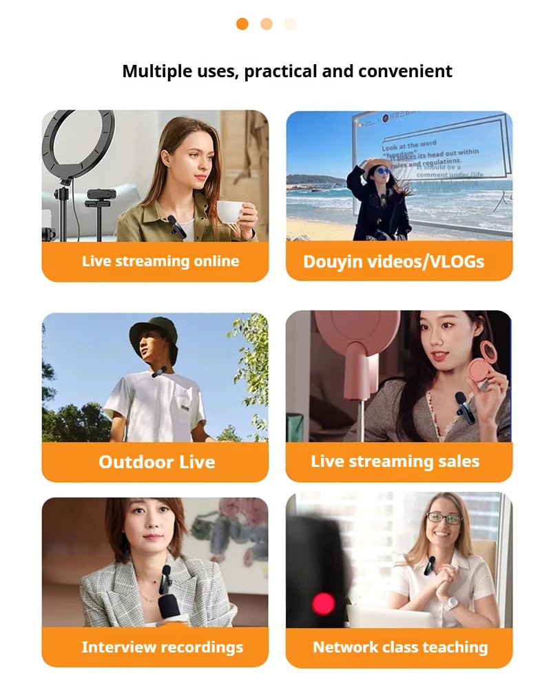 Pink 4 in 1 Lavalier Microphone Noise Cancelling Wireless With Wind Muff Lapel Mic For iPhone Android Camera 4 Pack LED Display