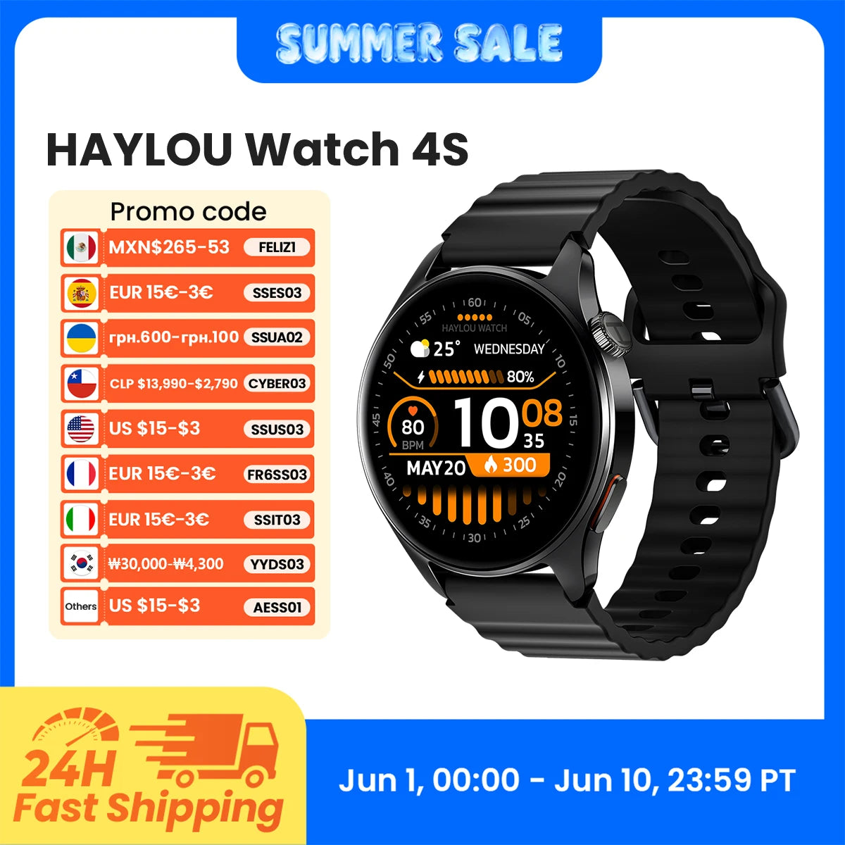HAYLOU Watch 4S GPS Smartwatch 1.43” HD AMOLED Display 5 Satellite GPS Positioning 120+ Workout Modes Sport Fitness Smart Watch