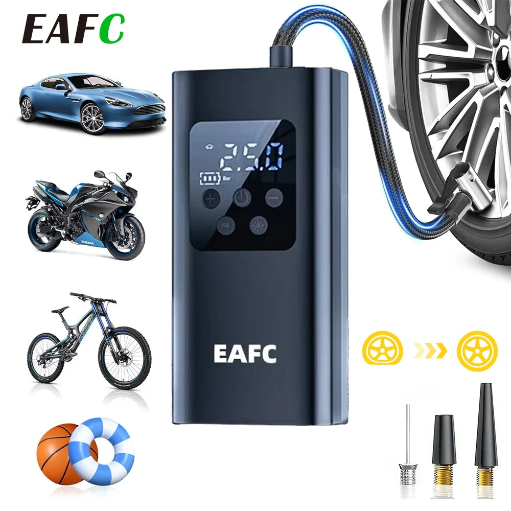 Wireless Car Air Pump 150PSI Electric Tire Inflator Portable Air Compressor for Motorcycle Bike Car Tires and Balls