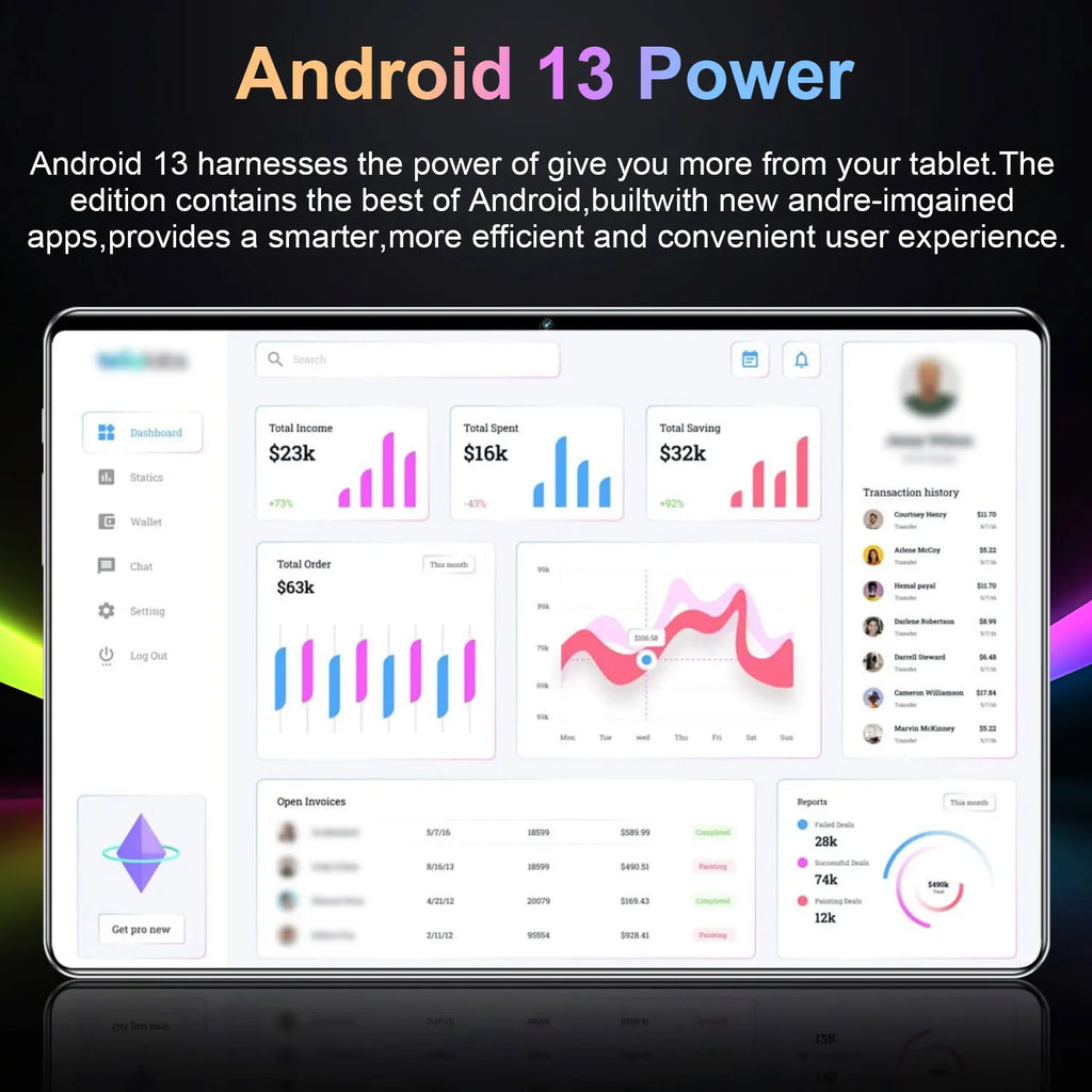 5G 2026 Global New 10.36 inch tablet Android 13 16GB 1TB 20000mAh 4K HD 5G WIFI Bluetooth WPS tablets