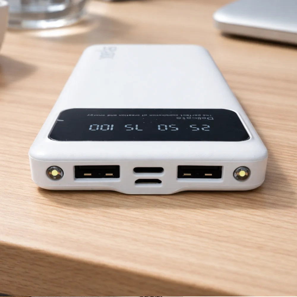 SPARK Portable Power Bank 10,000mAh with Fast Charging, 5V Output, Lightweight, Charges 2 Devices Simultaneously, Ideal for Travel and Comes with Type C and USB Ports.
