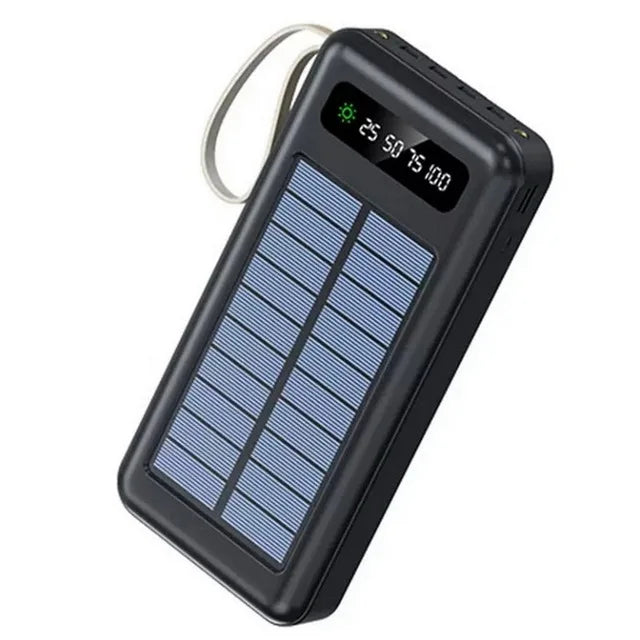 Portable charger solar power bank 12000mah/20000mah large capacity built-in 5 outputs and 3 inputs cable and flashlight compatible with all smartphones and usb devices