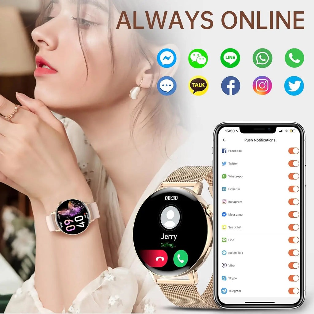 Smartwatch 2025 IP67 Bluetooth for Fitness with Heart Rate Monitoring, Blood Pressure Measurement, Sports Modes, 1.08" HD Touch Screen, Compatible with Android and iOS, Ideal for Women and Men
