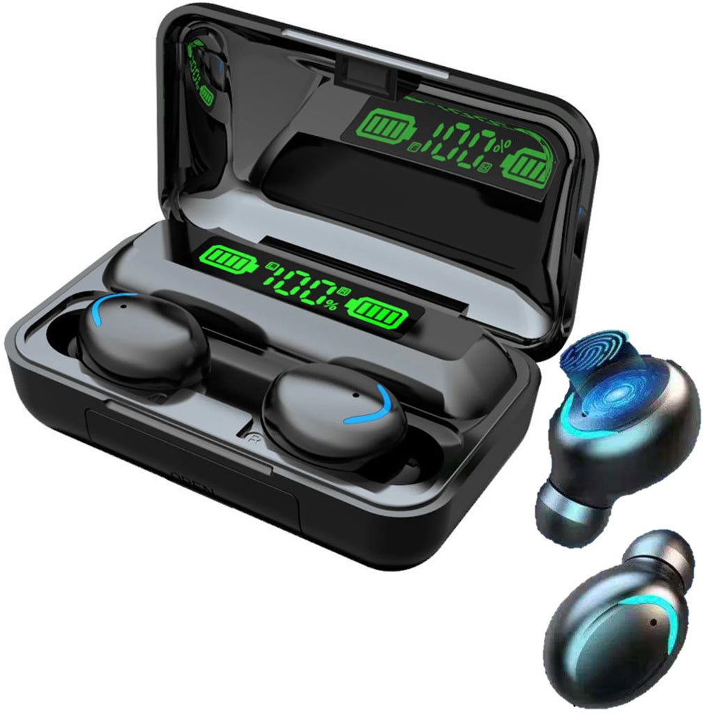 Bluetooth headset with 1500mAh power bank, noise cancellation, and integrated microphone for high-quality sound and 20 hours of use - LoLek wireless Bluetooth headphones perfect for gaming and music.