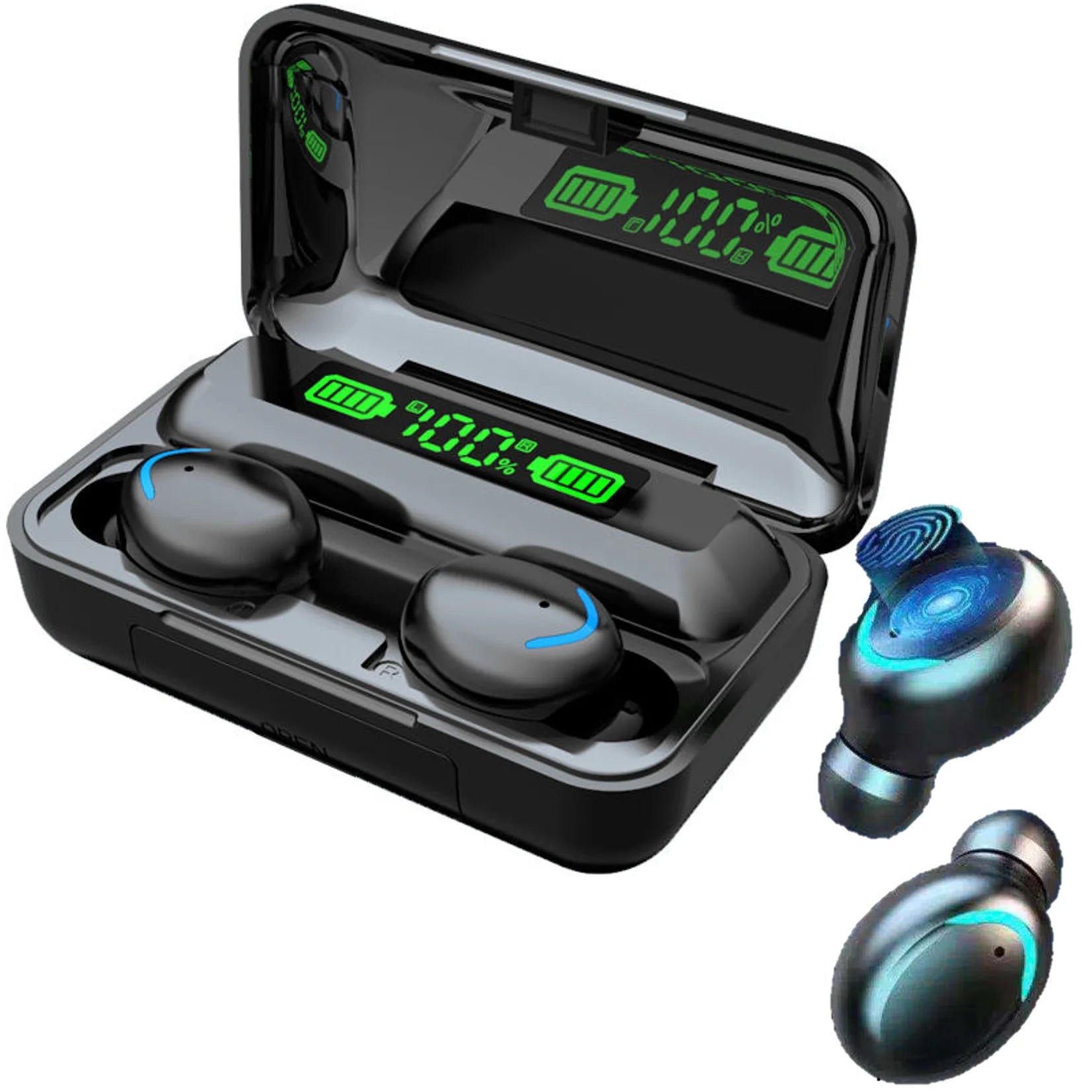Bluetooth headset with 1500mAh power bank, noise cancellation, and integrated microphone for high-quality sound and 20 hours of use - LoLek wireless Bluetooth headphones perfect for gaming and music.