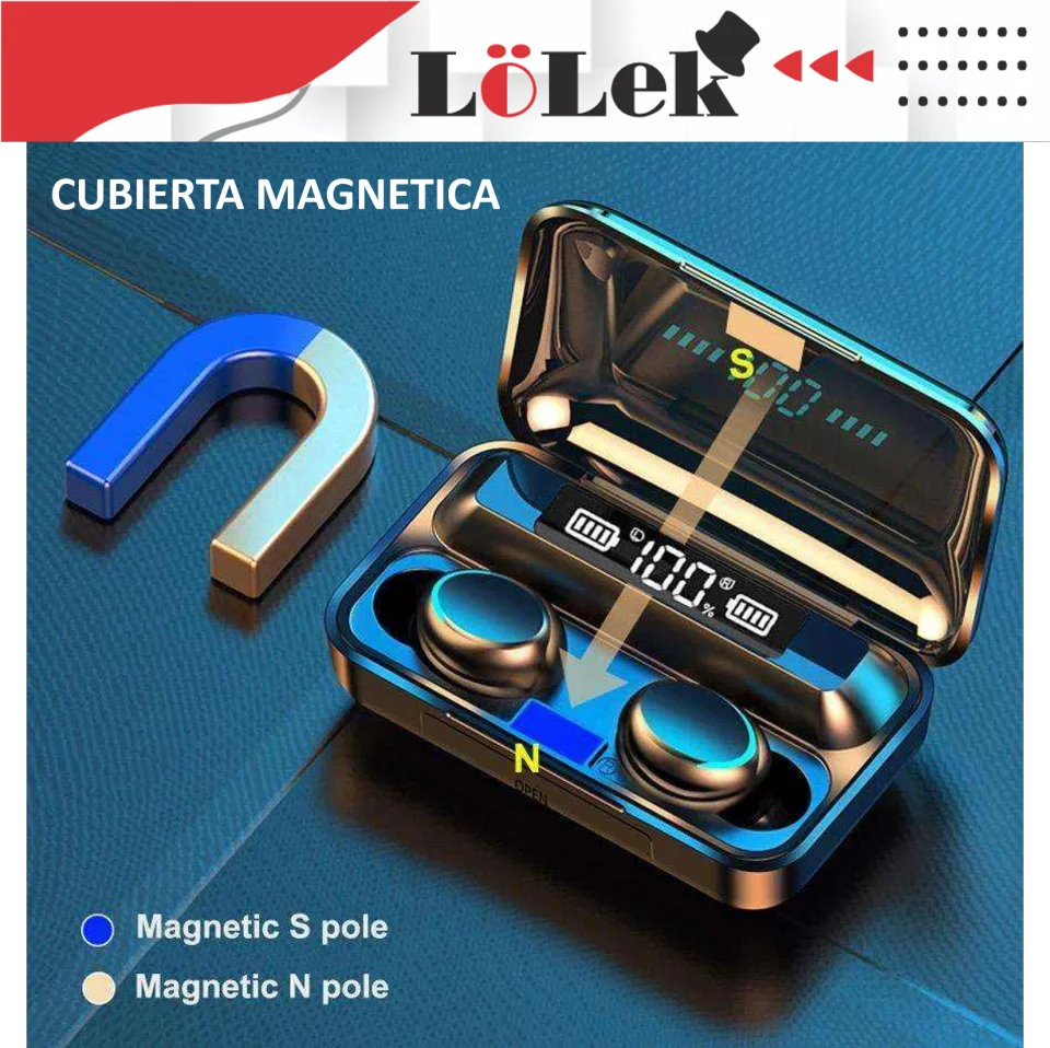 Bluetooth headset with 1500mAh power bank, noise cancellation, and integrated microphone for high-quality sound and 20 hours of use - LoLek wireless Bluetooth headphones perfect for gaming and music.