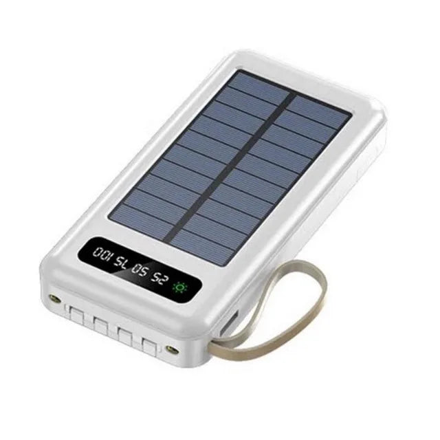 Portable charger solar power bank 12000mah/20000mah large capacity built-in 5 outputs and 3 inputs cable and flashlight compatible with all smartphones and usb devices