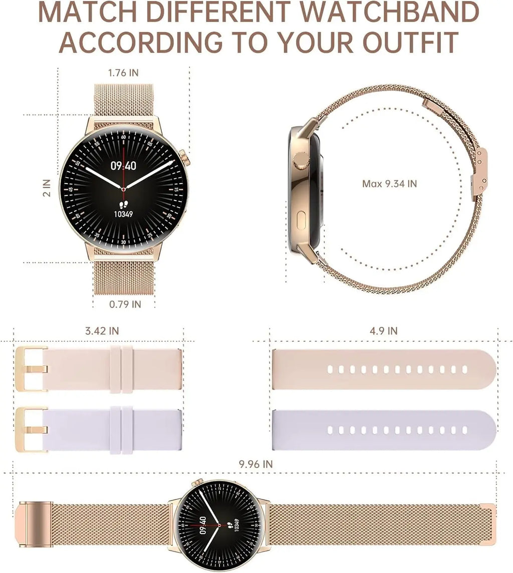Smartwatch 2025 IP67 Bluetooth for Fitness with Heart Rate Monitoring, Blood Pressure Measurement, Sports Modes, 1.08" HD Touch Screen, Compatible with Android and iOS, Ideal for Women and Men