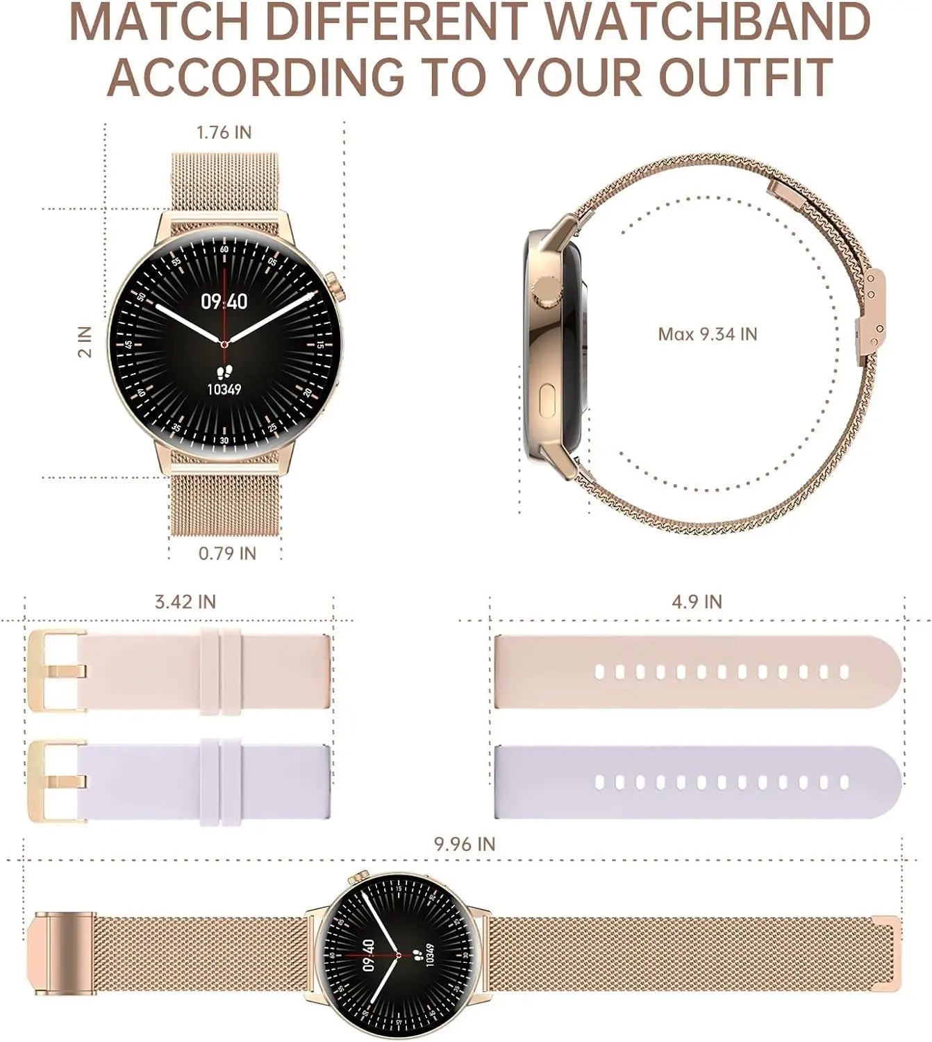 Smartwatch 2025 IP67 Bluetooth for Fitness with Heart Rate Monitoring, Blood Pressure Measurement, Sports Modes, 1.08" HD Touch Screen, Compatible with Android and iOS, Ideal for Women and Men