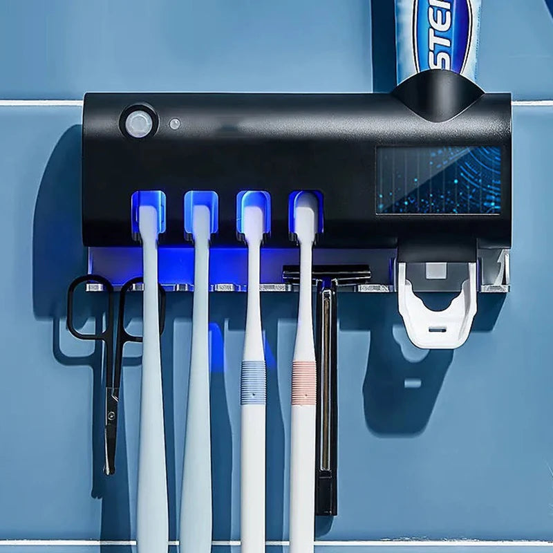 Automatic Toothpaste Solar Energy UV Toothbrush Holder Wall Toothbrush Sterilizer Dispenser Squeezers Bathroom Accessories