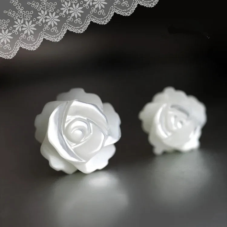 925 Sterling Silver Rose Flower Stud Earrings For Women Luxury Bride lady fashion jewelry Anti allergy