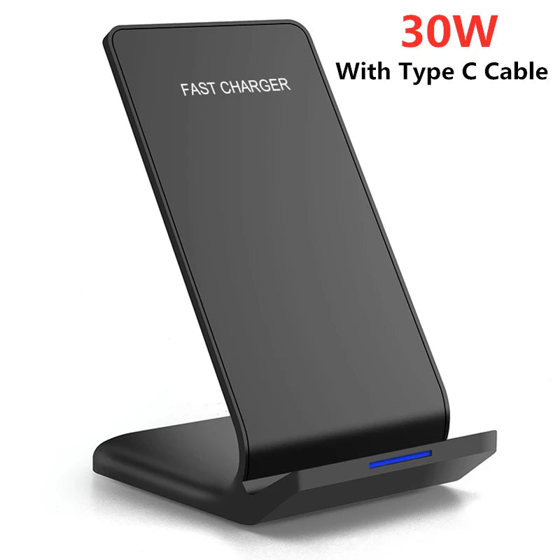 30W Qi Wireless Charger Stand Fast Charging Dock Station For Samsung S20 S10 Xiaomi iPhone 12 11 Pro X XS Max XR 8 Phone Holder
