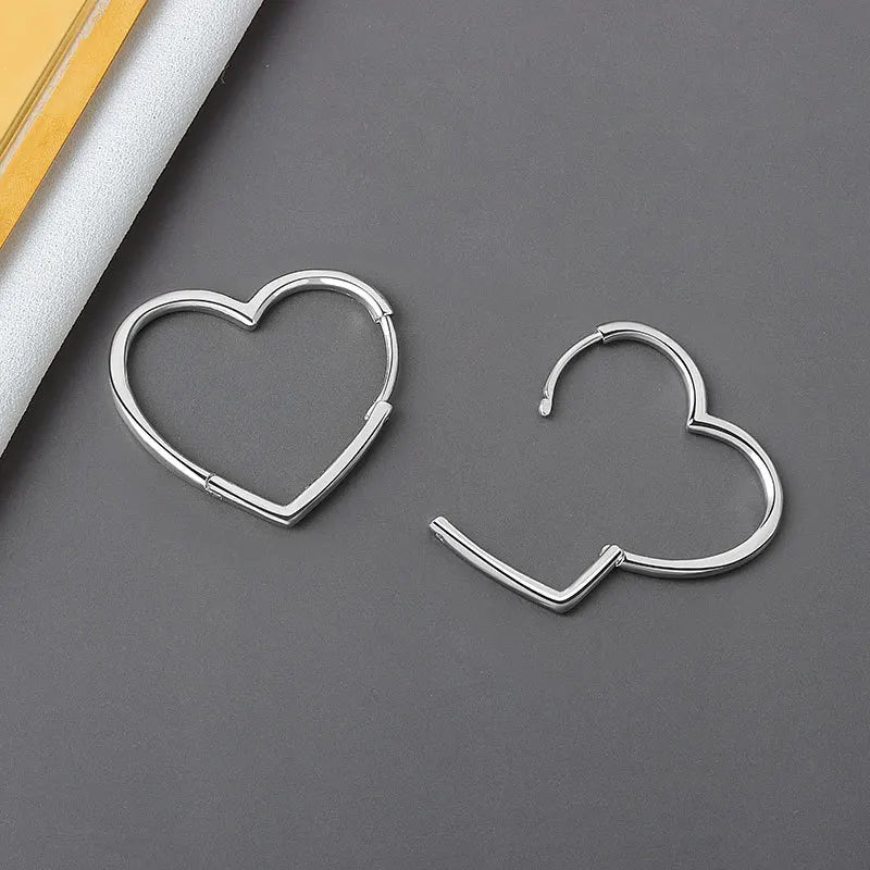 925 Sterling Silver Earrings Charm Women Trendy Jewelry Vintage Simple Retro Party Accessories Gifts Heart Gold Earring