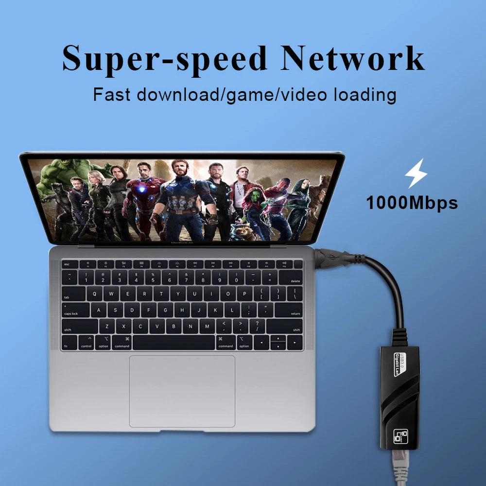 10/100/1000Mbps USB 3.0 Wired USB TypeC To Rj45 Lan Ethernet Adapter Network Card for PC Macbook Windows Laptop