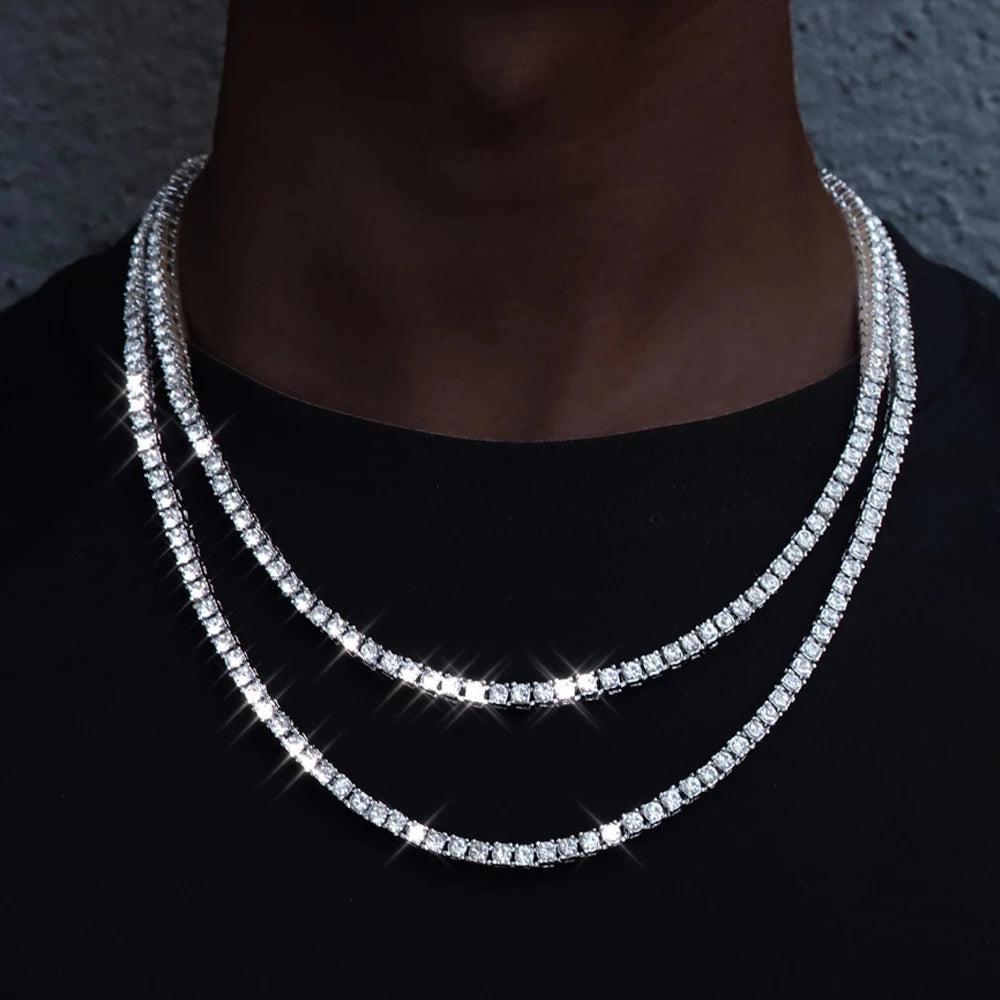 New Classical 4MM Tennis Chain Iced Out Bracelet Necklace Men Fashion Hip-Hop Jewelry Women 8/18/20/24/inch Choker Gift