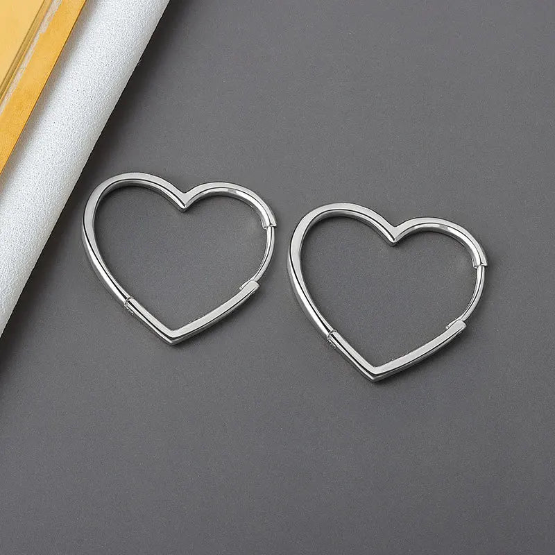 925 Sterling Silver Earrings Charm Women Trendy Jewelry Vintage Simple Retro Party Accessories Gifts Heart Gold Earring
