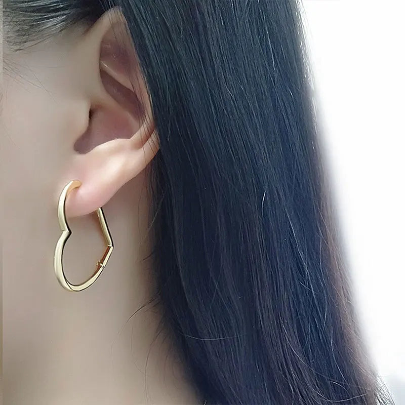 925 Sterling Silver Earrings Charm Women Trendy Jewelry Vintage Simple Retro Party Accessories Gifts Heart Gold Earring