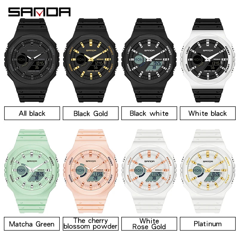 SANDA Outdoor Sports Watches Men Ms LED Digital Watches Military Waterproof Date Electronic Watch Boy Girl Relogio Masculino
