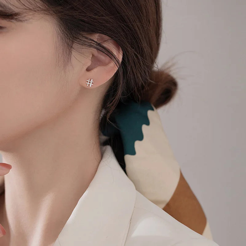 925 Sterling Silver Geometry Crystal Earrings Women Simple Fashion Wedding Jewelry Accessories