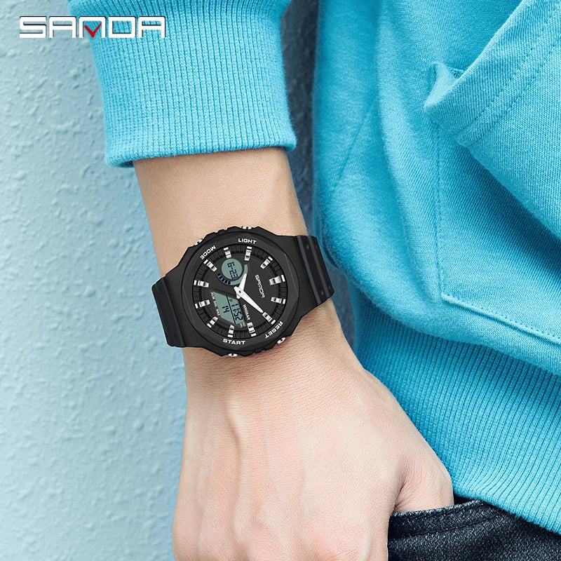 SANDA Outdoor Sports Watches Men Ms LED Digital Watches Military Waterproof Date Electronic Watch Boy Girl Relogio Masculino