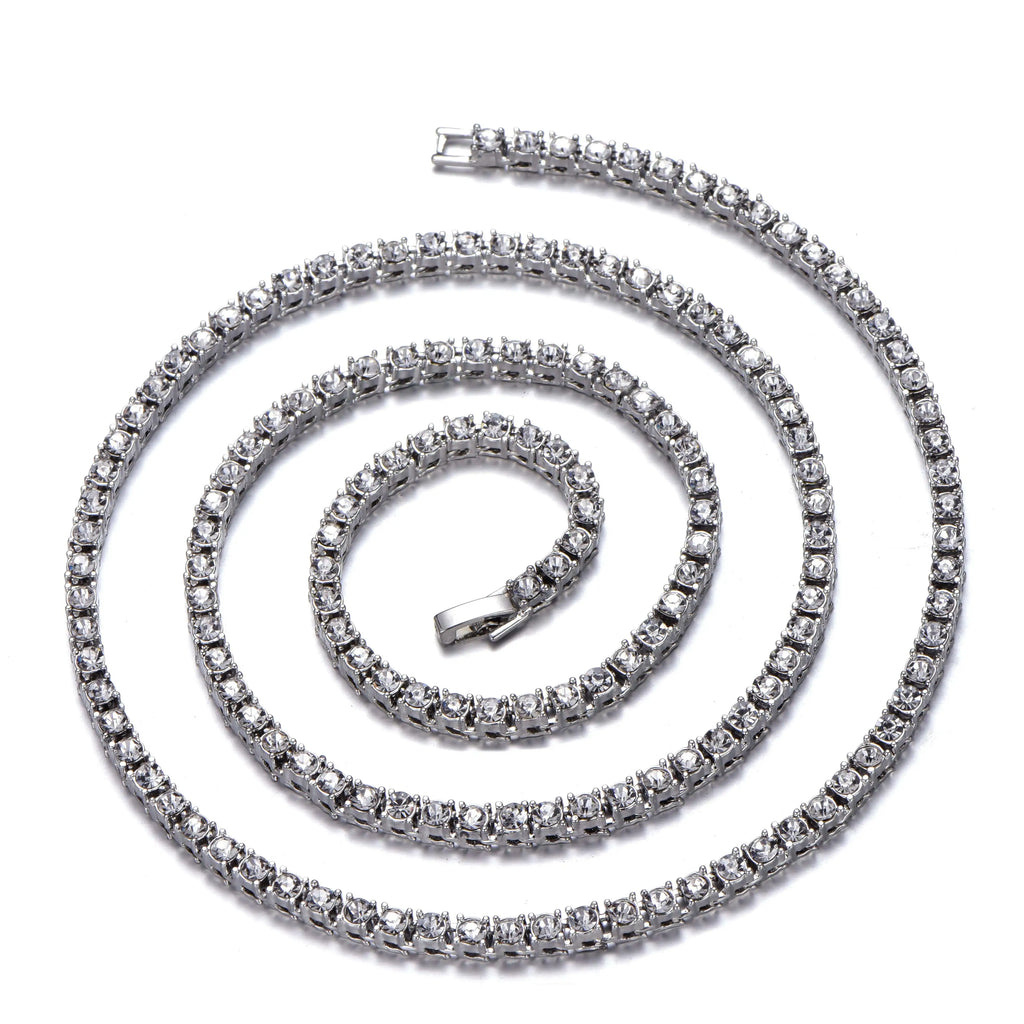 New Classical 4MM Tennis Chain Iced Out Bracelet Necklace Men Fashion Hip-Hop Jewelry Women 8/18/20/24/inch Choker Gift