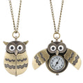 Fashion Vintage Men Women  Alloy Retro Owl Shape Clock Pendant Long Necklace Chain Watches Birthday Gifts