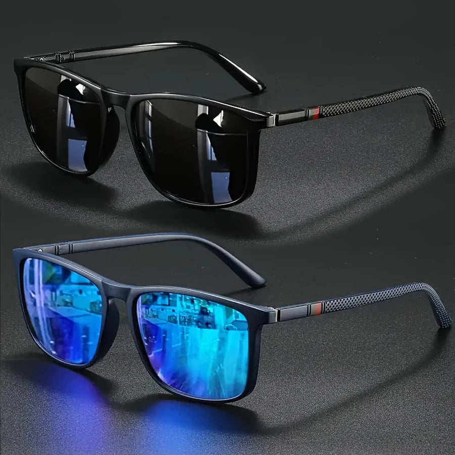 2pcs Luxury Square Vintage Polarized Cycling Sunglasses Men Women Fashion Travel Driving Fishing Sun Glasses Male Eyewear UV400