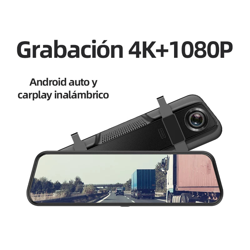 10 Inch 4K Mirror Dash Cam Suppost Wireless Carplay & Android Auto WIFI GPS Navigation Dual Lens Video Recorder Car Dvr