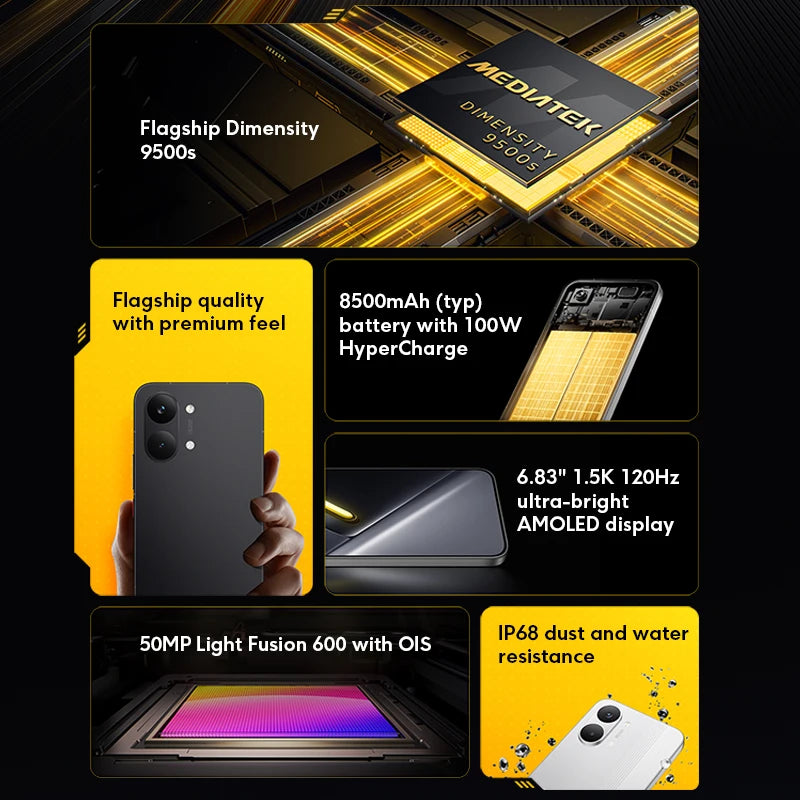 Global Version POCO X8 Pro Max 8500mAh Smartphone Dimensity 9500s 6.83'' 1.5K 120Hz Ultra-Bright AMOLED Display