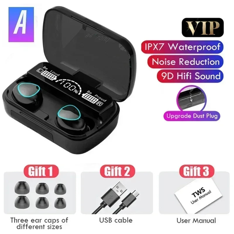 M10 Bluetooth Earphones Handfree LED Dispay Headphones Bluetooth HiFi Stereo Music Wireless Earbuds Waterproof Gaming Headset
