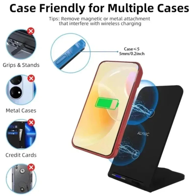 Foldable Wireless Charger Stand Fast Charging Dock Universal Holder For iPhone 17 16 15 14 13 12 Pro Max Samsung Galaxy S25 S24