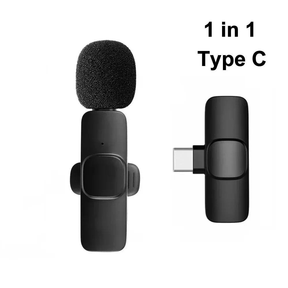 2.4G Wireless Lavalier Microphone Audio Video Recording Mini Mic For iPhone Android Live Broadcast Gaming Phone With Receiver