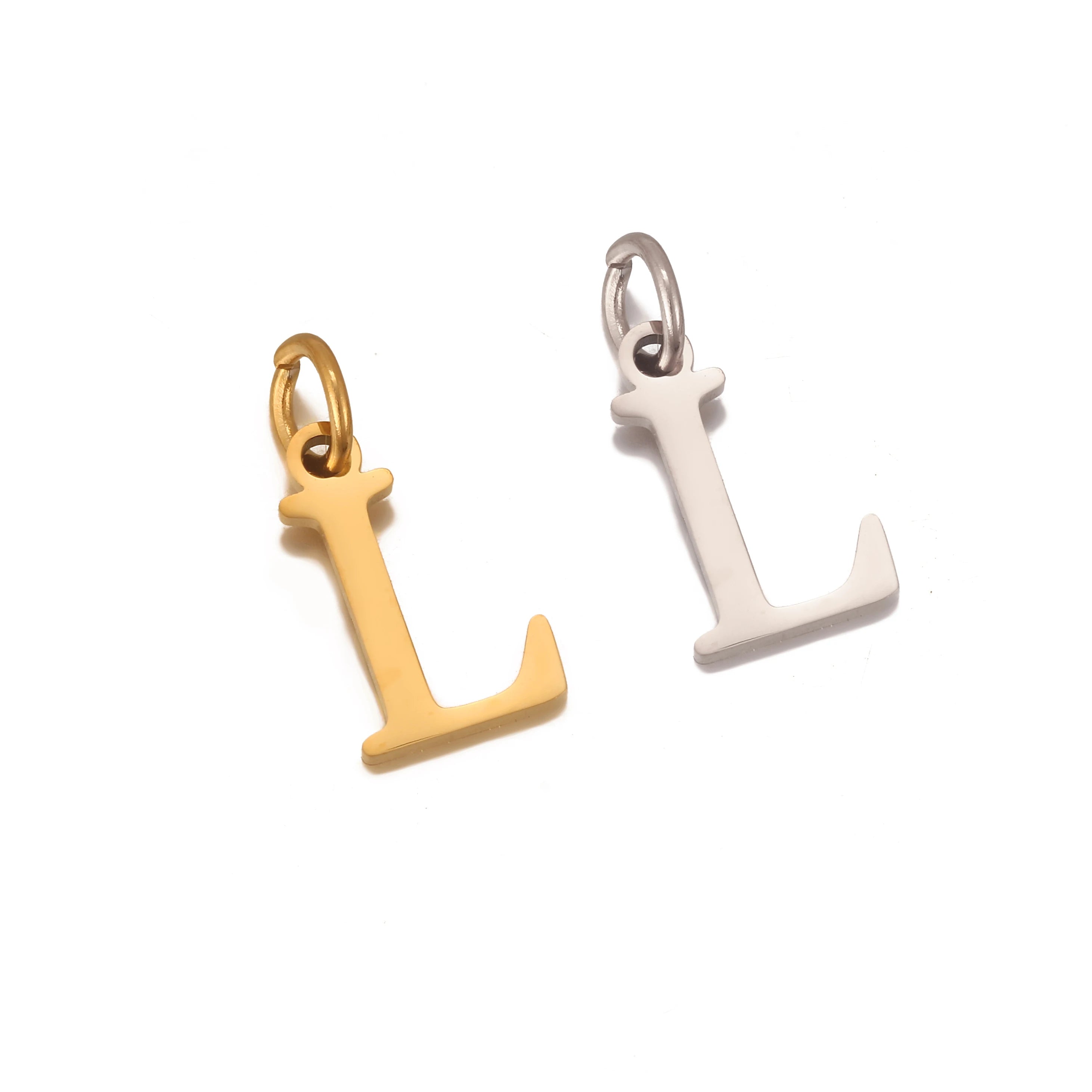 5Pcs Stainless Steel Initial Alphabet Charms Fadeless English Letter Pendant DIY Necklace Bracelet Gift Jewelry Making Supplies