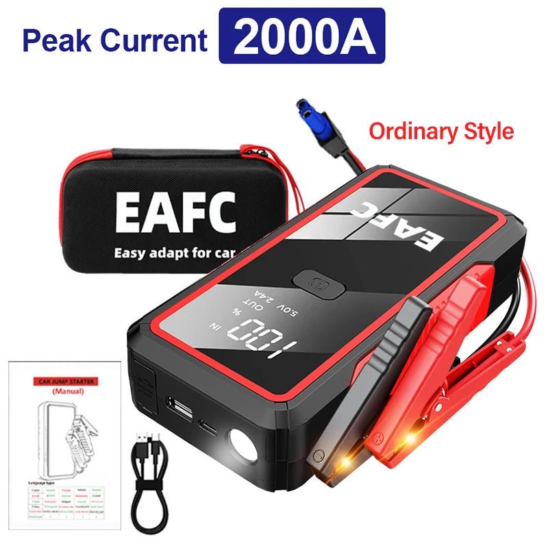 Car Jump Starter 2000A/1200A/600A Car Battery Starter Portable Power Bank Charger 12V Auto Emergency Starting Device Booster
