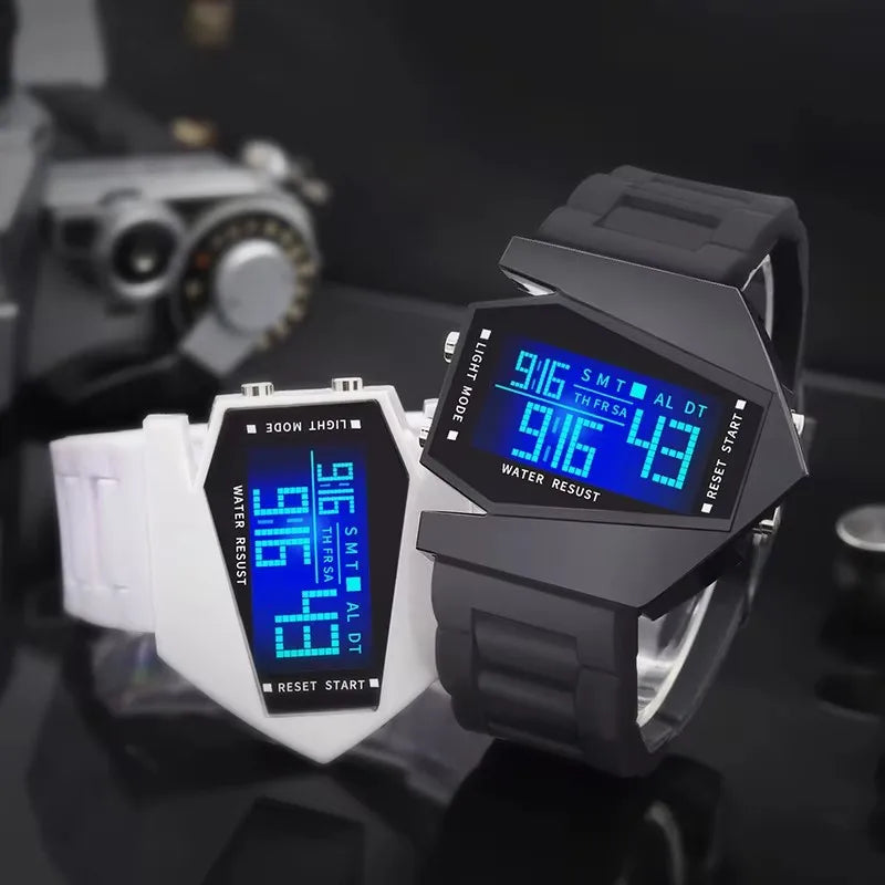 Men Woman Digital Watch Sports Alarm Clock Multifunctional Fighter Jet Airplane Watch Couple wristwatch Children Student Watches