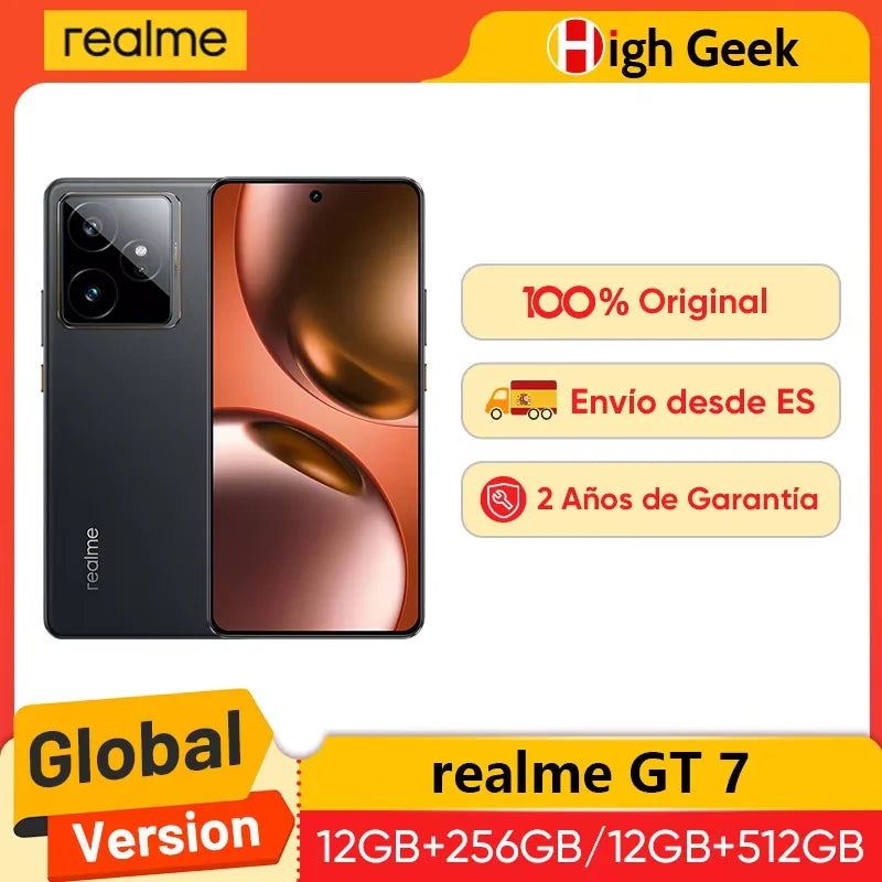 EU Version realme GT 7 5G AI Smartphone MTK Dimensity 9400e 6000nits Pro-Esports Display 7000 mAh Battery 120W Ultra Charge