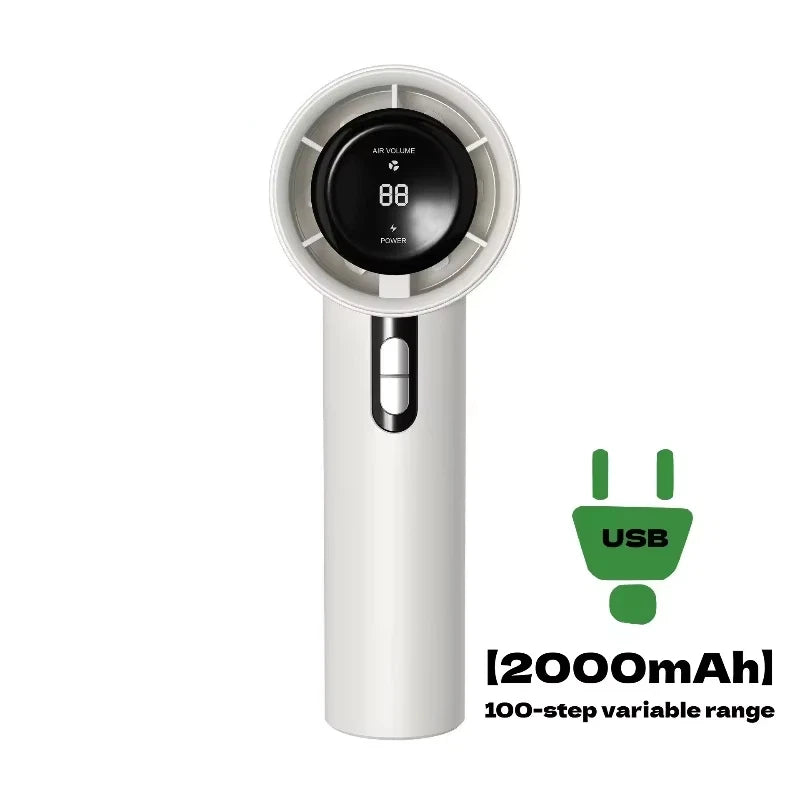 Lenovo Ultra Quiet 100 Speed Handheld Fan USB Rechargeable Portable Mini Turbo Fan for Office and Travel with LED Indicator