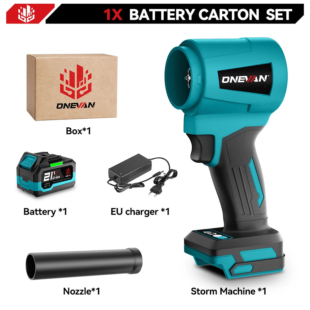 ONEVAN 4000W Brushless Electric Turbo Blower Jet Fan 400M/S 300000RPM Handheld Leaf Dust Blowing Tool For Makita 18V Battery Pin
