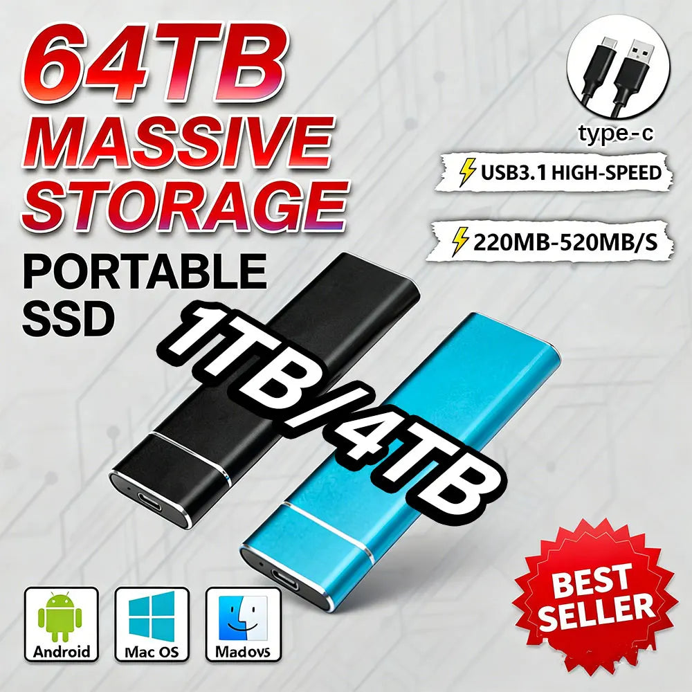 High speed solid state drive 4TB original 2TB external hard drive portable SSD efficient large capacity external hard drive suit