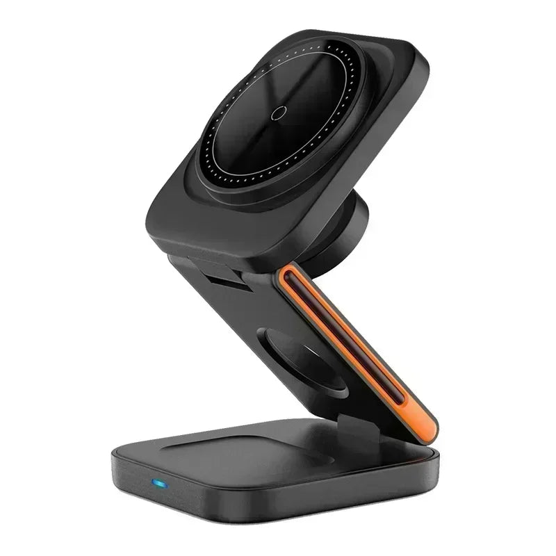3 in 1 Fast Charging Station Foldable Magnetic Wireless Charger Stand for iPhone 17 16 15 14 13 12 iWatch 10-2 Airpods Pro Max