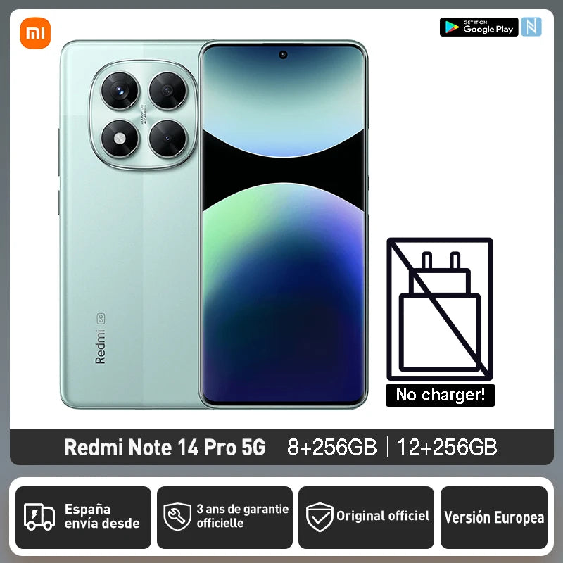 Xiaomi Redmi Note 14 Pro 5G European Version 256GB/512GB MTK Dimensity 7300-Ultra 6.67" AMOLED Display 120Hz 200MP Main Camera OIS 45W Charging, IP68, NFC
