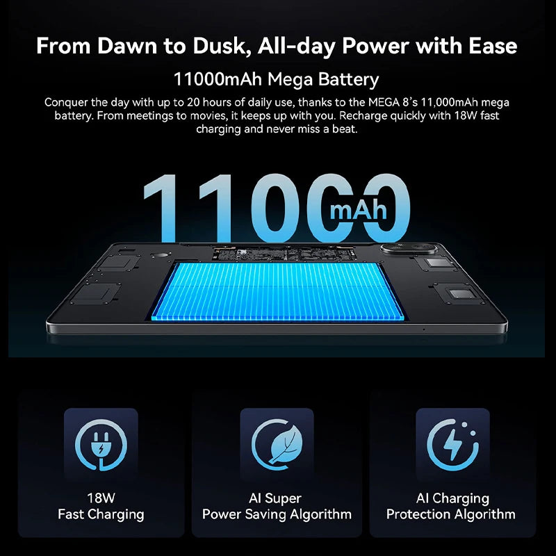 【World premiere】Blackview MEGA 8 Tablet 13 inch FHD+ 90Hz Display 11000mAh  AI Android 15 50Mp Camera 4 BOX Speakers 4G Pad PC