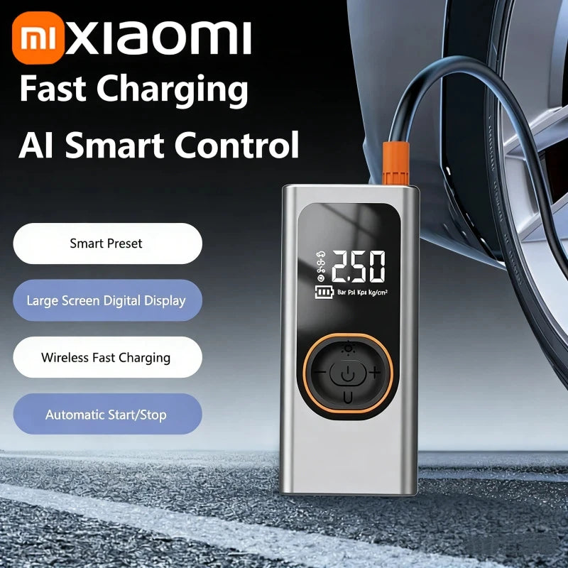 Xiaomi Wireless Car Air Pump Quick Charging Intelligent Digital Tire Pressure With LED Emergency Light Cars Motorcycles Bicycles