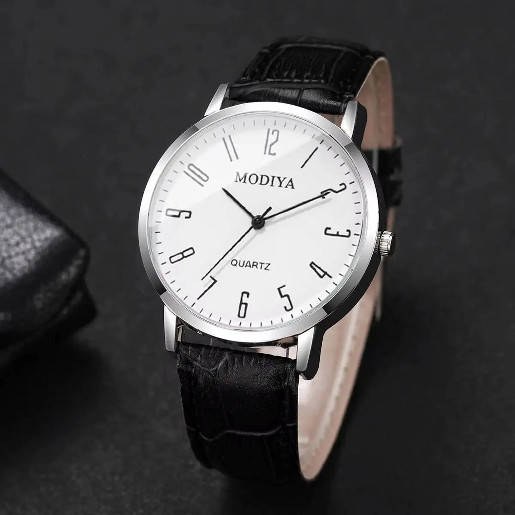 3PCS/Set Fashio Arabic Dial Men Business Watches Casual Leather Strap Quartz Wristwatches Reloj Hombre（Without Box）