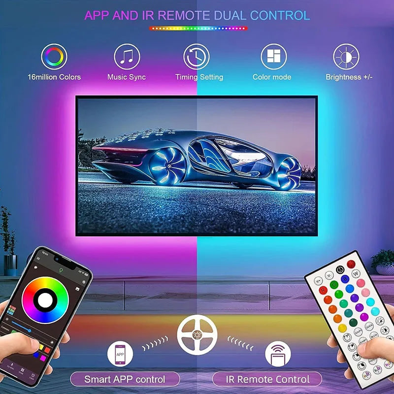 New 24V 5M 10M 20M 30M RGB LED Lights Strip Room Lamp Tape Music SYNC APP Remote Control Luces Led for Home Decor TV Backlight