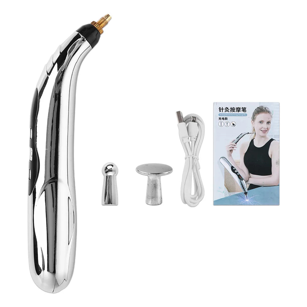 5 Heads Electronic Acupuncture Pen Acupoint Massage Laser Energy Meridian Pen Physiotherapy Instrument Pulse Point Body Massager